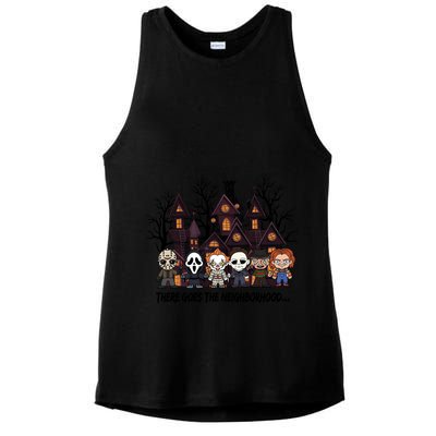 Halloween There Goes The Neighborhood Horror Characters Ladies PosiCharge Tri-Blend Wicking Tank