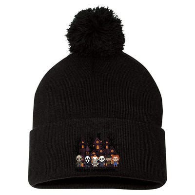 Halloween There Goes The Neighborhood Horror Characters Pom Pom 12in Knit Beanie