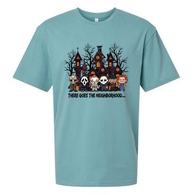 Halloween There Goes The Neighborhood Horror Characters Sueded Cloud Jersey T-Shirt