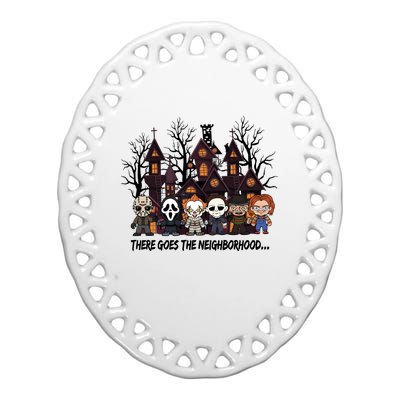 Halloween There Goes The Neighborhood Horror Characters Ceramic Oval Ornament