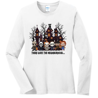 Halloween There Goes The Neighborhood Horror Characters Ladies Long Sleeve Shirt