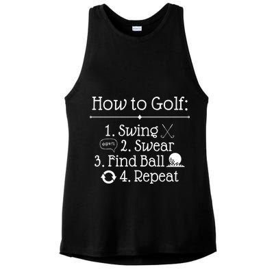 How To Golf Swing Swear Find Ball Repeat Funny Ladies PosiCharge Tri-Blend Wicking Tank