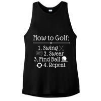 How To Golf Swing Swear Find Ball Repeat Funny Ladies PosiCharge Tri-Blend Wicking Tank