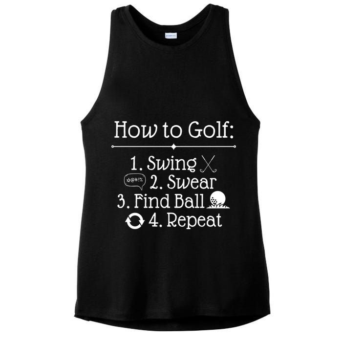 How To Golf Swing Swear Find Ball Repeat Funny Ladies PosiCharge Tri-Blend Wicking Tank