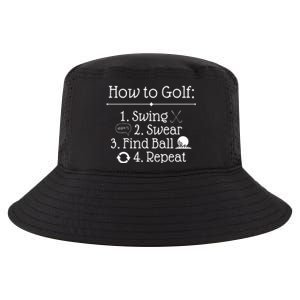 How To Golf Swing Swear Find Ball Repeat Funny Cool Comfort Performance Bucket Hat