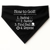 How To Golf Swing Swear Find Ball Repeat Funny USA-Made Doggie Bandana