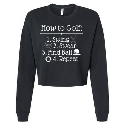 How To Golf Swing Swear Find Ball Repeat Funny Cropped Pullover Crew