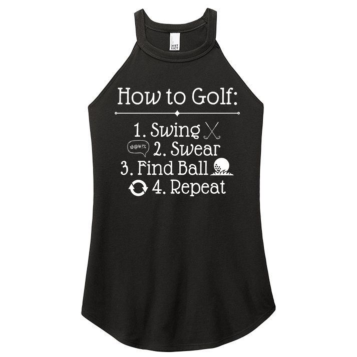 How To Golf Swing Swear Find Ball Repeat Funny Women's Perfect Tri Rocker Tank