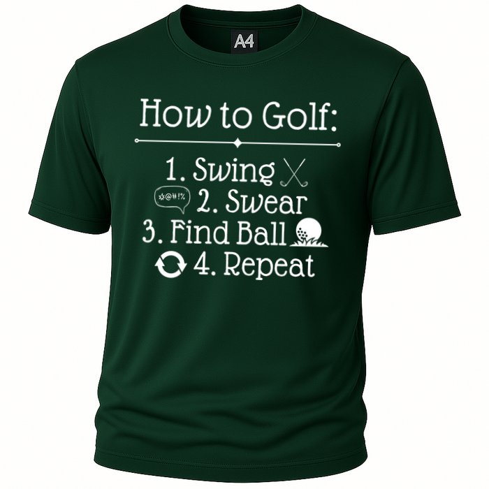 How To Golf Swing Swear Find Ball Repeat Funny Performance Shirt