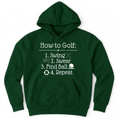 How To Golf Swing Swear Find Ball Repeat Funny Hoodie