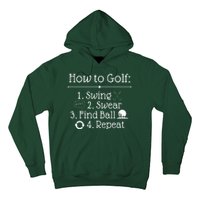 How To Golf Swing Swear Find Ball Repeat Funny Hoodie