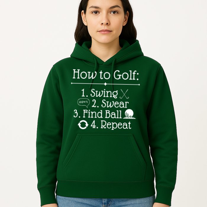 How To Golf Swing Swear Find Ball Repeat Funny Hoodie