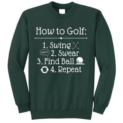 How To Golf Swing Swear Find Ball Repeat Funny Sweatshirt