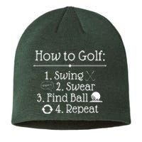 How To Golf Swing Swear Find Ball Repeat Funny Sustainable Beanie