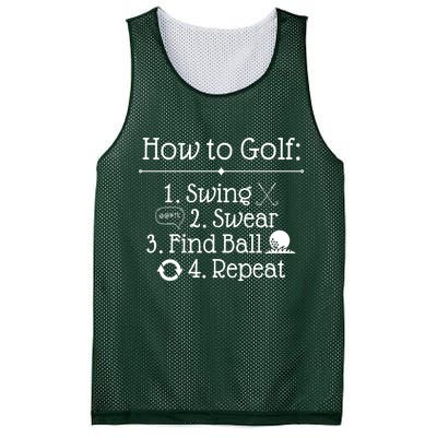 How To Golf Swing Swear Find Ball Repeat Funny Mesh Reversible Basketball Jersey Tank