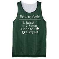 How To Golf Swing Swear Find Ball Repeat Funny Mesh Reversible Basketball Jersey Tank