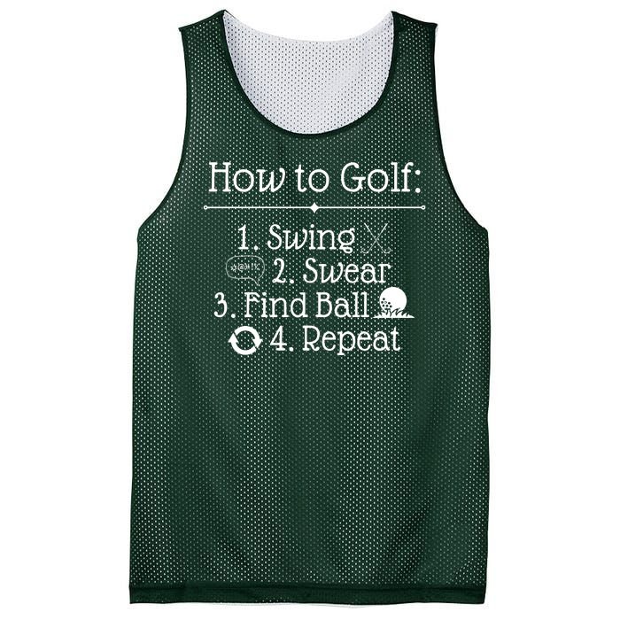 How To Golf Swing Swear Find Ball Repeat Funny Mesh Reversible Basketball Jersey Tank