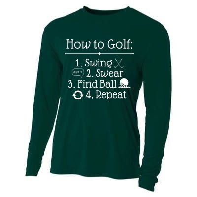 How To Golf Swing Swear Find Ball Repeat Funny Cooling Performance Long Sleeve Crew