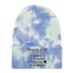 How To Golf Swing Swear Find Ball Repeat Funny Tie Dye 12in Knit Beanie