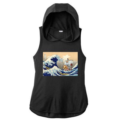 Hokusai The Great Wave Off Kanagawa Japanese Art Anime Ladies PosiCharge Tri-Blend Wicking Draft Hoodie Tank