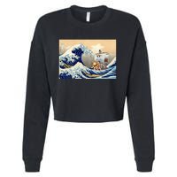 Hokusai The Great Wave Off Kanagawa Japanese Art Anime Cropped Pullover Crew