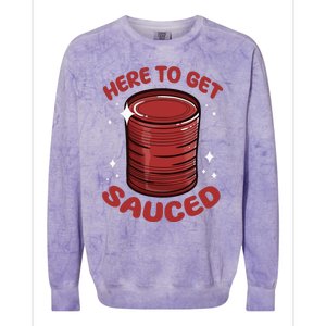 Here To Get Sauced Shirt Christmas Get Sauced Thanksgiving  Colorblast Crewneck Sweatshirt