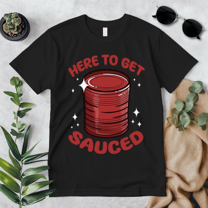 Here To Get Sauced Shirt Christmas Get Sauced Thanksgiving  Premium T-Shirt
