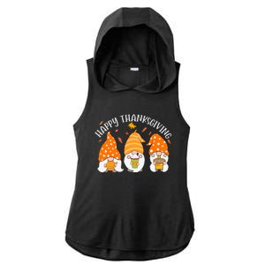 Happy Thanksgiving Gnome Festive Holiday Ladies PosiCharge Tri-Blend Wicking Draft Hoodie Tank