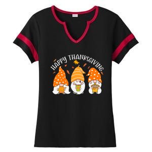 Happy Thanksgiving Gnome Festive Holiday Ladies Halftime Notch Neck Tee