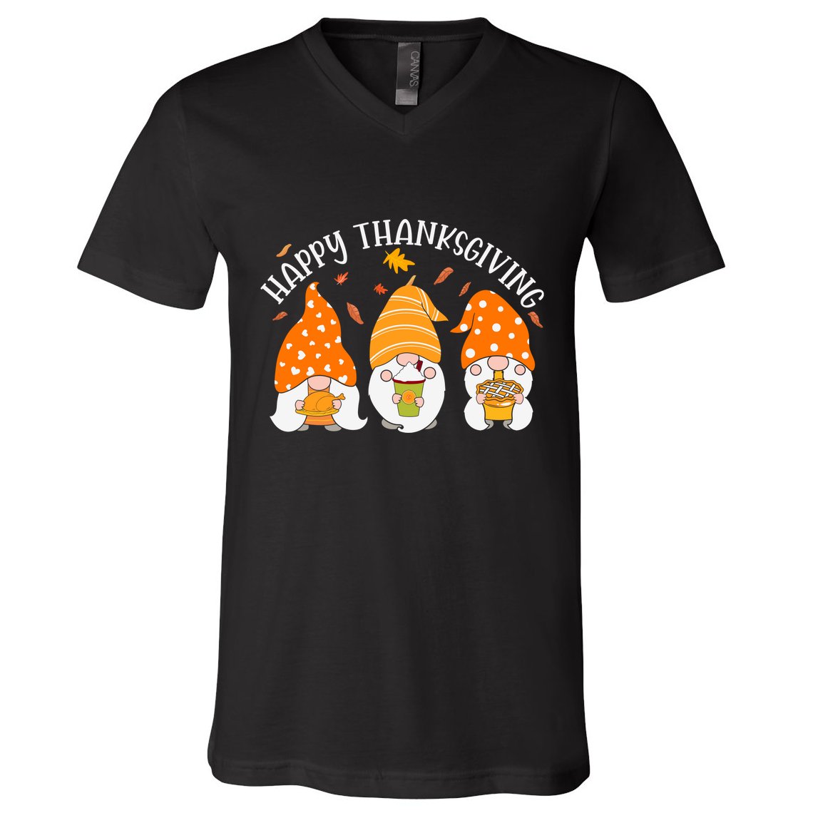 Happy Thanksgiving Gnome Festive Holiday V-Neck T-Shirt