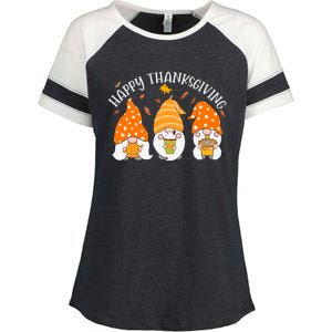 Happy Thanksgiving Gnome Festive Holiday Enza Ladies Jersey Colorblock Tee