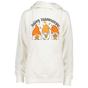 Happy Thanksgiving Gnome Festive Holiday Womens Funnel Neck Pullover Hood