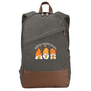 Happy Thanksgiving Gnome Festive Holiday Cotton Canvas Backpack