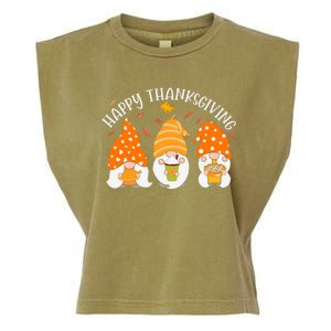 Happy Thanksgiving Gnome Festive Holiday Garment-Dyed Women's Muscle Tee