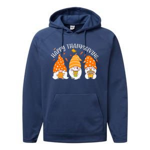 Happy Thanksgiving Gnome Festive Holiday Performance Fleece Hoodie