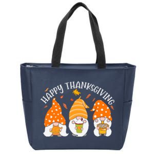 Happy Thanksgiving Gnome Festive Holiday Zip Tote Bag