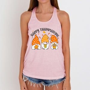 Happy Thanksgiving Gnome Festive Holiday Women's Knotted Racerback Tank