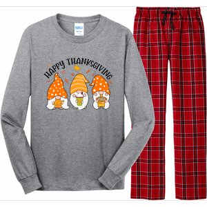 Happy Thanksgiving Gnome Festive Holiday Long Sleeve Pajama Set