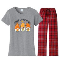 Happy Thanksgiving Gnome Festive Holiday Women's Flannel Pajama Set