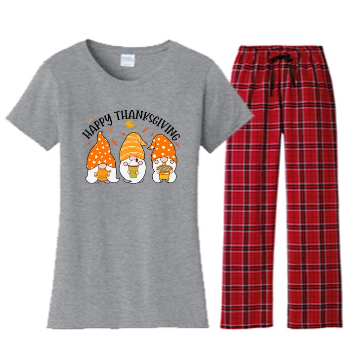 Happy Thanksgiving Gnome Festive Holiday Women's Flannel Pajama Set