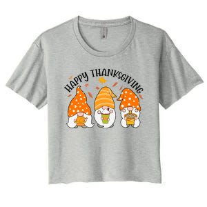 Happy Thanksgiving Gnome Festive Holiday Women's Crop Top Tee