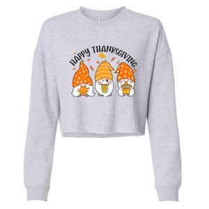 Happy Thanksgiving Gnome Festive Holiday Cropped Pullover Crew