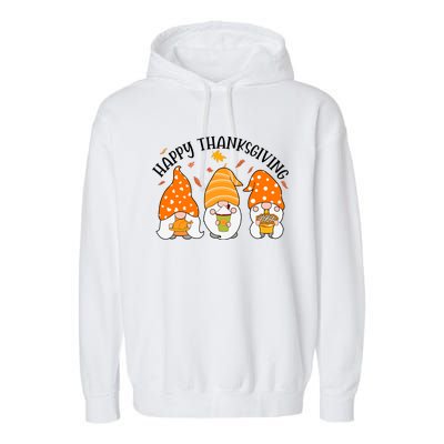 Happy Thanksgiving Gnome Festive Holiday Garment-Dyed Fleece Hoodie