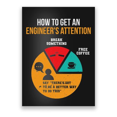 How To Get EngineerS Attention Pie Chart Funny Engineer Poster