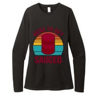 Here To Get Sauced Funny Retro Womens CVC Long Sleeve Shirt