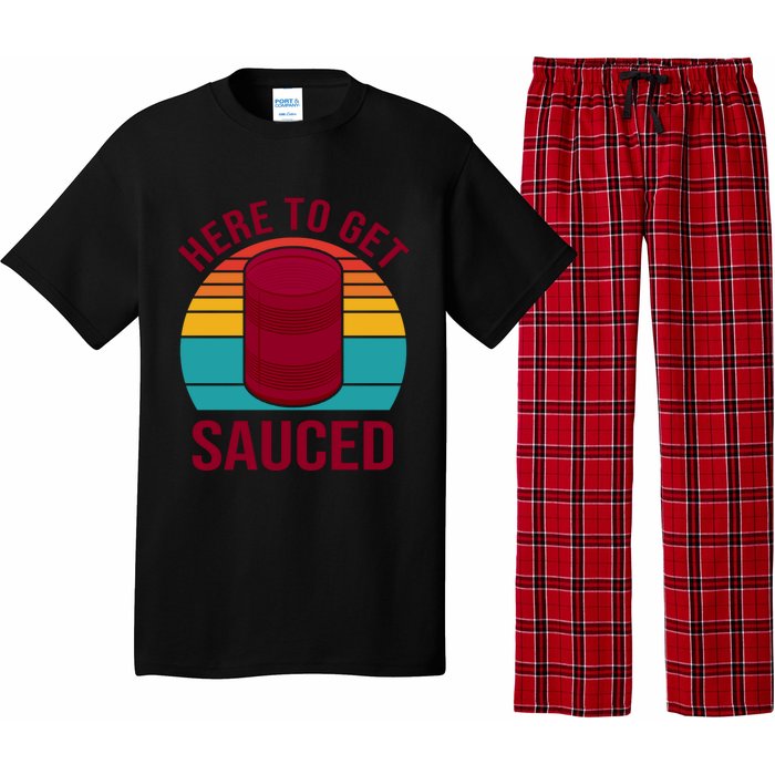 Here To Get Sauced Funny Retro Pajama Set