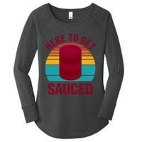 Here To Get Sauced Funny Retro Women's Perfect Tri Tunic Long Sleeve Shirt