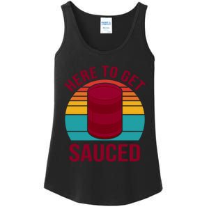 Here To Get Sauced Funny Retro Ladies Essential Tank