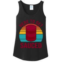 Here To Get Sauced Funny Retro Ladies Essential Tank