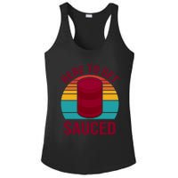 Here To Get Sauced Funny Retro Ladies PosiCharge Competitor Racerback Tank